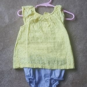 Yellow striped eyelet onesie